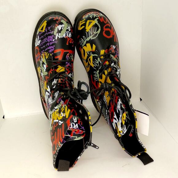 Kenzo Designer Womens NEW Graffiti Lace Up Combat Boots - Size 11M - New - Picture 5 of 7